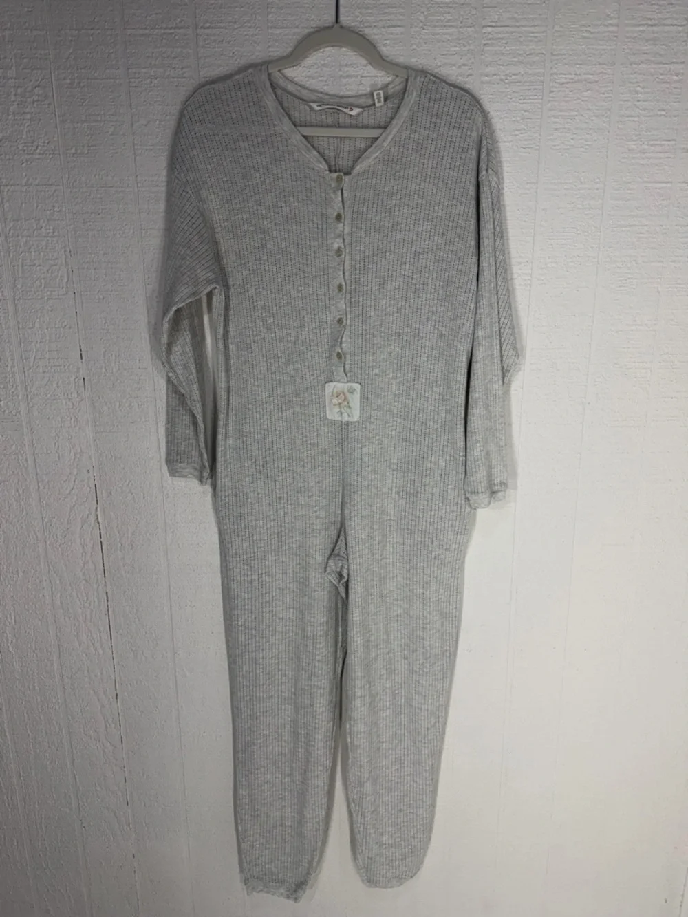 Vintage Victoria’s Secret thermal pointelle onesie gray size S